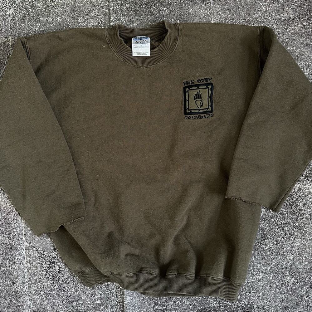 Men's Vintage 90's Walk Gently Colorado Forest Green Crewneck Sweatshirt Sz L